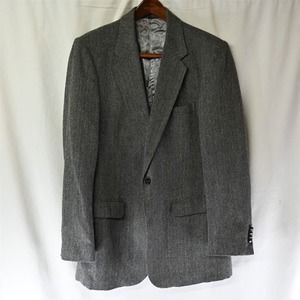 Vtg Joe‎ Namath 44XL Gray Herringbone Tweed Blazer Suit Jacket Sport Coat